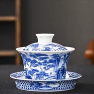 Jingdezhen Blue White Landscape Sancai Gaiwan Tea Gaiwan Gaiwan Whole Product Handmade Personal Use 