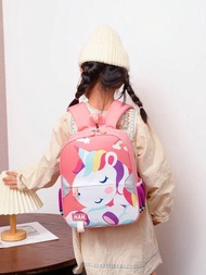 Mochila para niños pequeños con estampado de unicornio animado, elegante y versátil, bolsa ligera para preescolar y salidas