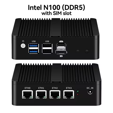 Fanless Min PC Intel N100 J1900 N2840 N5105 J4125 4x 2.5G Ethernet Support Windows Linux Pfsense OPN