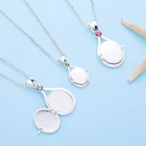 H2O Locket Pendant Necklace Mermaid Silver Color with Crystal Just Add Water Necklaces TV Movies Jew