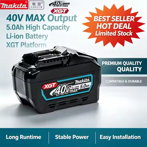 Compatible For Makita XGT 40V 5.0Ah 21700 Cell Lithium‑Ion Replacement Battery Fit BL4025 BL4050 BL4