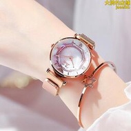 詩高迪新款玫瑰金吸鐵錶帶水鑽女士手錶時尚個性腕錶石英表