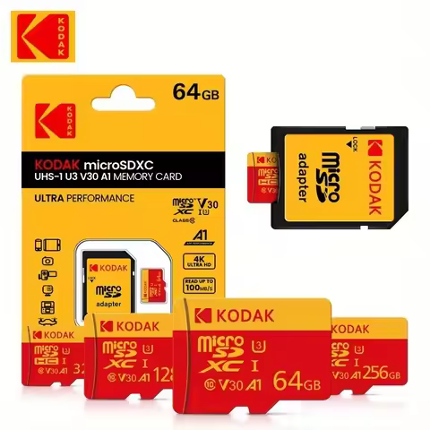 Kodak High-Speed MicroSDXC Card Adapter - 32GB-256GB, UHS-I U3 V30 A1, for Laptops, Smartphones, Sur