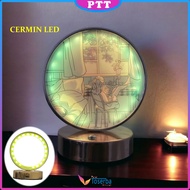 Lampu Warna Cermin LED Bulat Lukisan Cahaya Ornamen Meja Karkter Estetik Lampu Lentera Malam Lukisan