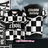 Jersey Choii 2024 Baju Viral Black and White Check Sublimation Tshirt Lelaki Perempuan Kanak Kanak Sportswear Retro Collar Jersey Free Custom Name &amp; Number Baju Raya 2024 Viral