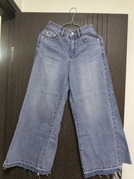 Odd Eye Wide Leg Jeans M (28) Light Wash Distressed Hem