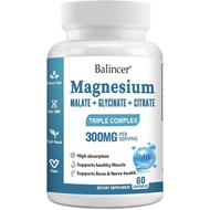 Triple Magnesium Complex 300 mg, Magnesium Glycinate, Malate, Citrate for Easy Absorption Magnesium 