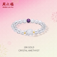 ZHOU LIU FU 周六福 สร้อยข้อมือทองคำ 75% 18K Crystal Bracelet Positive Wealth Energy Jewelry Gifts for W