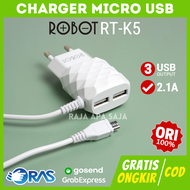 Charger Robot RT-K5 3 Output Casan HP Charger HP Casan Android Charger Fast Charging Quick Charge Quick Charger Fast Charger 3 USB 3 Port