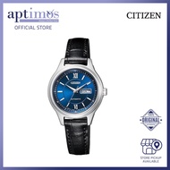 Citizen Women Mechanical Watch Blue Dial Black Leather Strap