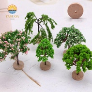 LARGLO Model Trees, Artificial Moss Rocks/Wooden Base Natural Green Fake Trees, DIY Crafts Plastic S