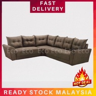 Sofa Kain 7 Seater Coklat 7 Bantals