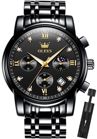 OLEVS Mens Watches Chronograph Business Dress Quartz Stainless Steel Waterproof Luminous Date Wrist