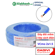 Dây Điện Đôi Mềm Oval Dẹp 2 Lớp Cách Điện Cadivi VCmo 2x1.5 mm2