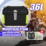 45L Motorcycle Trunk Large capacity Waterproof Aluminium Top Box BLACK + BACKREST CUSHION 摩托车尾箱