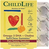 ChildLife, Omega-3 DHA + Choline SoftMelts, Natural Passion Fruit, 27 Tablets