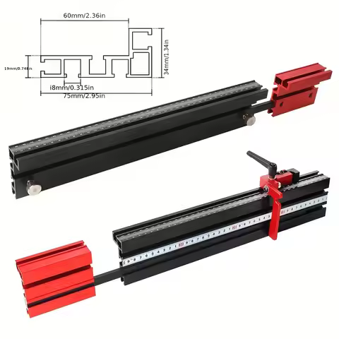 1Pc 75 Type Telescoping Aluminum Profile Router Fence T-Track Table Saw Fence Woodworking T-Slot Mit