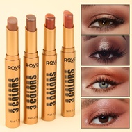 RQVQ 3 Color Eyeshadow Stick Gliter 2 in1Highlighter Contour Long Lasting Eye Stick Natural Earth To