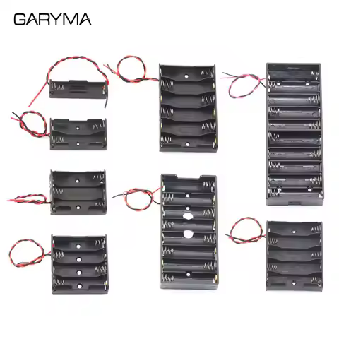 1.5V~15V Black Plastic Storage Box AA Battery Holder Battery Clip Case with DIY Wire Leads 1x 2x 3x 