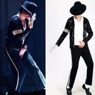 MJ Michael Jackson Coat Billie Jean Jacket Glove Children Adult Men's and Women's Party Cosplay Cost