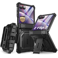 เคส i-Blason Armorbox สำหรับ Samsung Galaxy Z Flip 7 พร้อมขาตั้ง กระจกนิรภัยกันรอยหน้าจอ บานพับป้องก