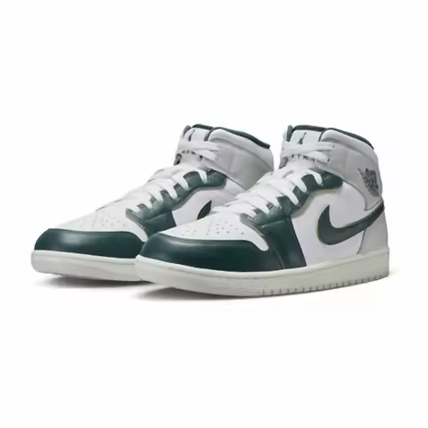 Nike | Men Air Jordan 1 Mid Se Basketball Shoe In White/oxidized Green-Sail