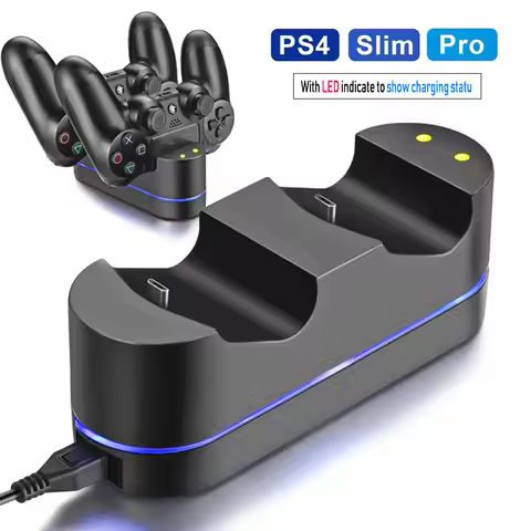 PS4 Controller Charger for Sony PS4 / PS4 Pro / PS4 Slim DualShock 4 Controller, Dual USB LED Indica