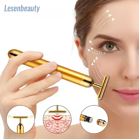 24k Gold Facial Beauty Bar Skin Tightening Wrinkle Vibrating Massage Lifting Firming Face Portable E