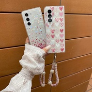 HP GANTUNGAN Samsung Zfold7 Pink Heart Mini Love Glitter Bling Case CutePretty With Diamond Chain Ha