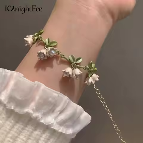 Fashion Forest Series Bracelet For Women Jewelry Vintage French Design Mori Lily Of The Valley Pearl