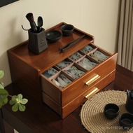 Container Accessories Wooden Box Tea Tea Set Retro Storage Box Compartment Drawer Wooden Storage Box