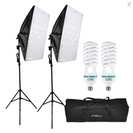 Andoer Photography Studio Cube Umbrella Softbox Light Lighting Tent Kit Photo Video Equipment 2 * 135W Bulb 2 * Tripod Stand 2 * Softbox 1 * Carrying Bag for Portrait Product