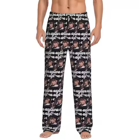 Custom Pop Art Ayliva In Liebe Pajama Pants Men Sleepwear Sleep Lounge Bottoms with Pockets