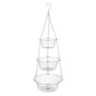 3 Tier Fruit Basket Vegetable Kitchen Storage Basket Chain Hanging Space Saving Fruits Plants Storag