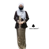 Baju Kurung Moden Ready Stok Sedondon Ibu Anak Blouse Fake Kebaya Peplum Bertali + Kain Songket Viral L XL 2XL 6329N