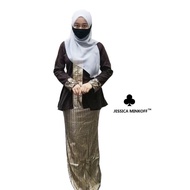 Baju Kurung Moden Ready Stok Sedondon Ibu Anak Blouse Fake Kebaya Peplum Bertali + Kain Songket Vira