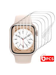 6入組蘋果手錶屏幕保護貼,抗刮高清親水凝膠膜