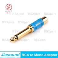 JIASOUND JS-21 Gold Plated RCA Female to 6.35mm 1/4" TS Mono Male Plug Audio Connector RCA to 1/4 In