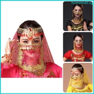 HO Halloween Cosplay Veil Belly Dance Face Veil Half Face Veil with Coin for Woman