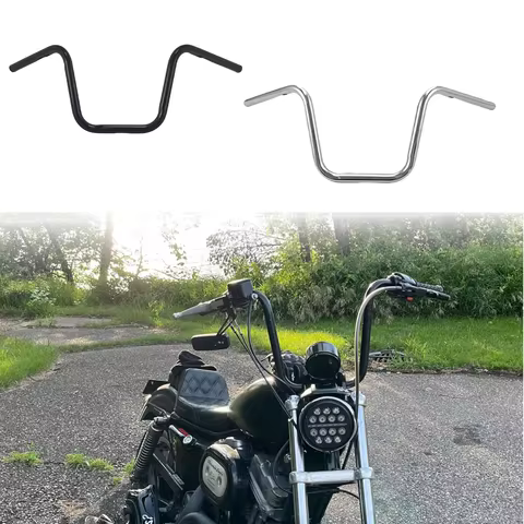 1" Ape Hanger Handlebars, Alloy Steel Pre-Drilled 8/10/12/14" Rise Cruiser Ape Bars for 1" Riser Cla