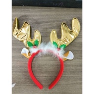 Christmas Headband Santa Deer Ears Snowman Fancy Ornaments Red Green