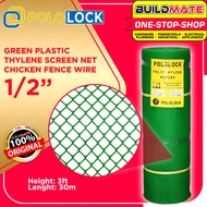 Green Plastic Polyethylene Screen Amazon Net Chicken Fence Cage Wire 3 ft 1/2" - BUILDMATE -