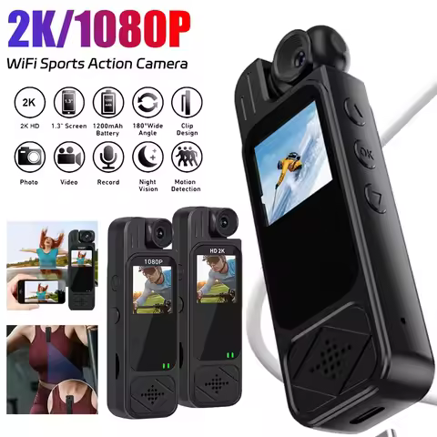 2K/1080P WiFi Video Camera Portable Small Digital Cameras Video Recorder Sports Action Body Cam Infr
