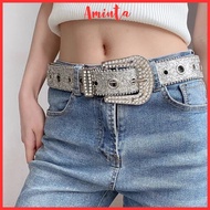 AMINTA super beautiful sparkling stone detailed belt, YK2 style dress belt for women, hottrend Korea