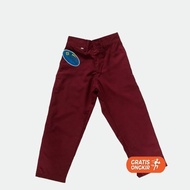 MERAH Long RED TROUSERS PLAIN DRILL MATERIAL BOY'S PRIMARY SCHOOL UNIFORM BOTTOM