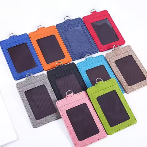 Women ID Badge Card Holder Case Pu Leather Bus Pass Case Cover Men Women's Bank Credit Card Holder C