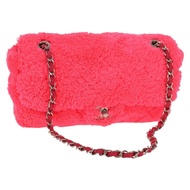 香奈兒 Matelasse 25 鏈條肩背包 粉紅色 銀色 CC 標誌 Auth 142100SM