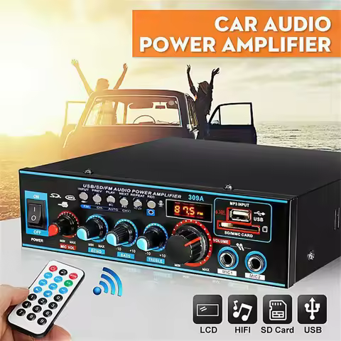 12V 220V 800W Car Hifi Power Amplifier Bluetooth 5.0 Amplifier Mini HIFI Digital Bluetooth Audio Pow