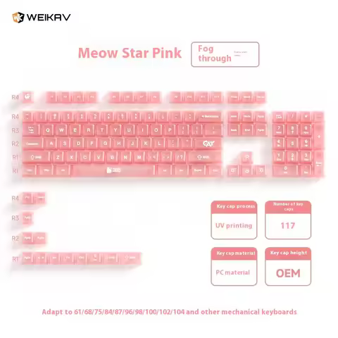 WEIKAV PC Frosted Keycaps With High Aesthetic Value Suitable For 61/68/75/87/98/104 Keyboards In The