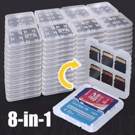 8 in 1 Micro SD Memory Card Storage Box / Clear Plastic SIM Cards Protective Case / Mini SD SDHC TF MS Memory Card Holder / Travel Portable Anti-shock Card Case